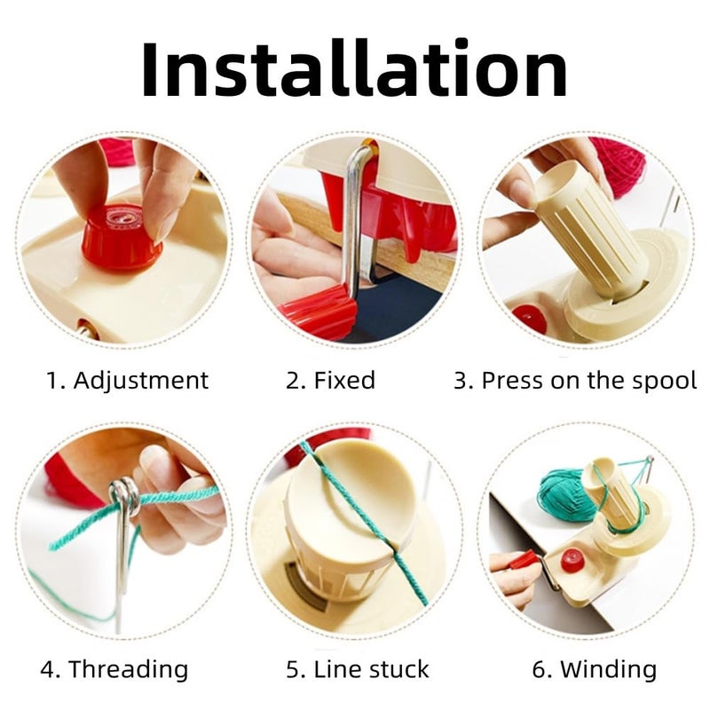 Ayasee Yarn Ball Winder, Hands Operated Swift Yarn Fiber String Ball Wool Winder Machines for Family+10PS Knitting Stitch Markers+10PS Plastic Needles+1PS Scissors(22) - Image 5